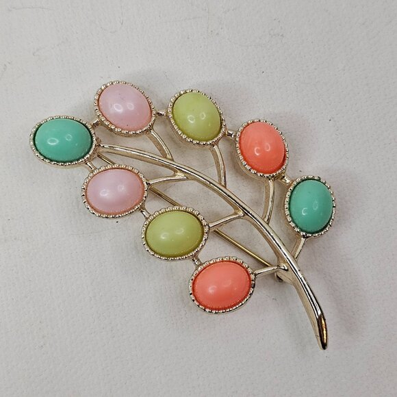 Sarah Coventry Pastel Easter Egg Brooch Candy Land Multicolor Open Back Pin - Picture 1 of 9